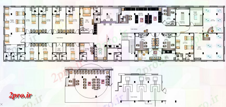 دانلود نقشه دفتر کار ، تجاری ، اداری ، هتل ،مهمانسرا ، خوابگاه ، متل 49×192 متر (کد36419)
