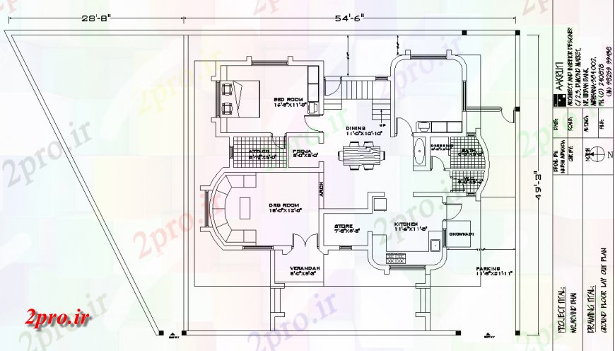 دانلود نقشه ساختمان مسکونی ، ویلایی ، آپارتمان 51×99 متر 45 در 56 متر (کد36440)