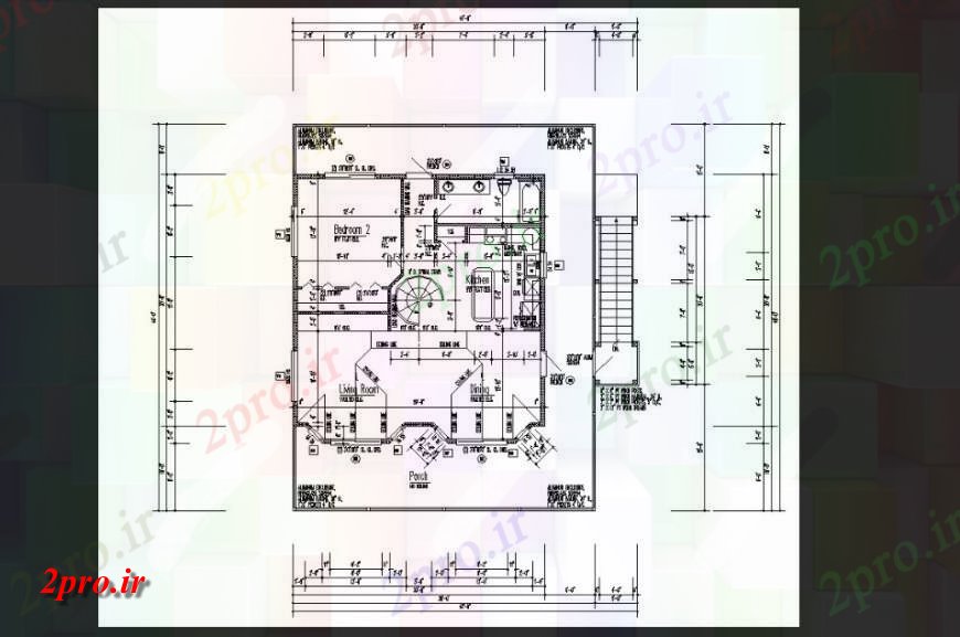 دانلود نقشه طرح خانه بالای صفحه نمایش با فایل DWG جزئیات.  (کد36523)