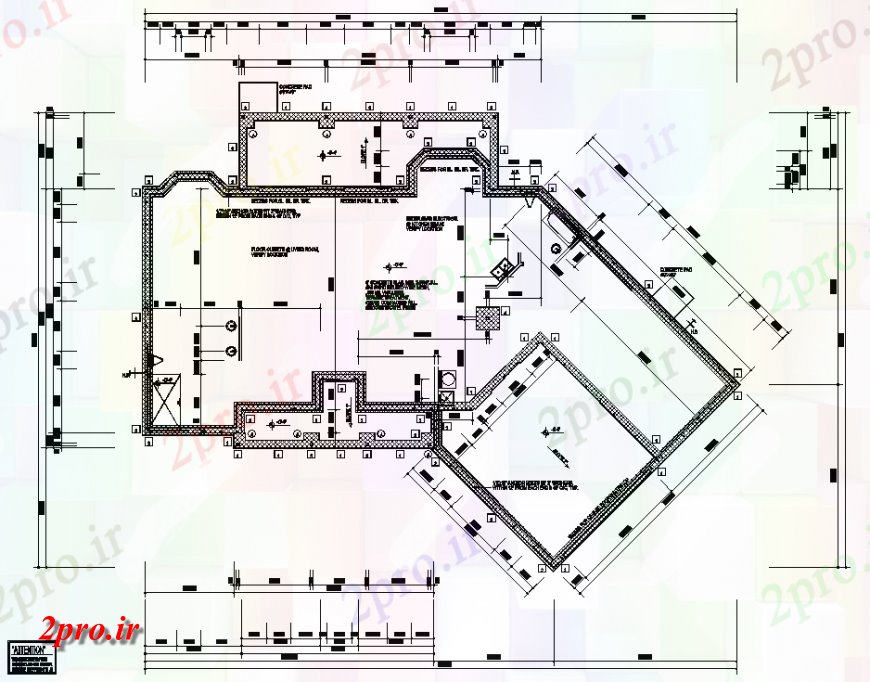 دانلود نقشه طرح خانه 2D فایل DWG جزئیات.  (کد36542)