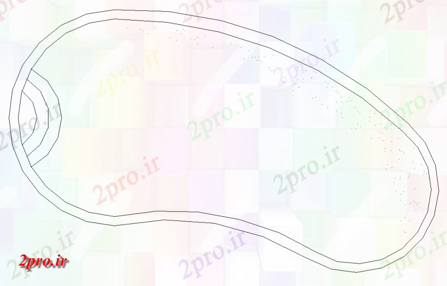 دانلود نقشه طرح استخر روباز منحنی شکل  (کد36564)