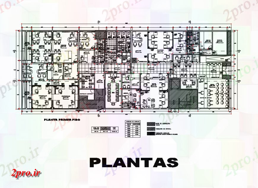 دانلود نقشه شرکت ، دفتر کار ، تجاری 14×40 متر (کد36786)
