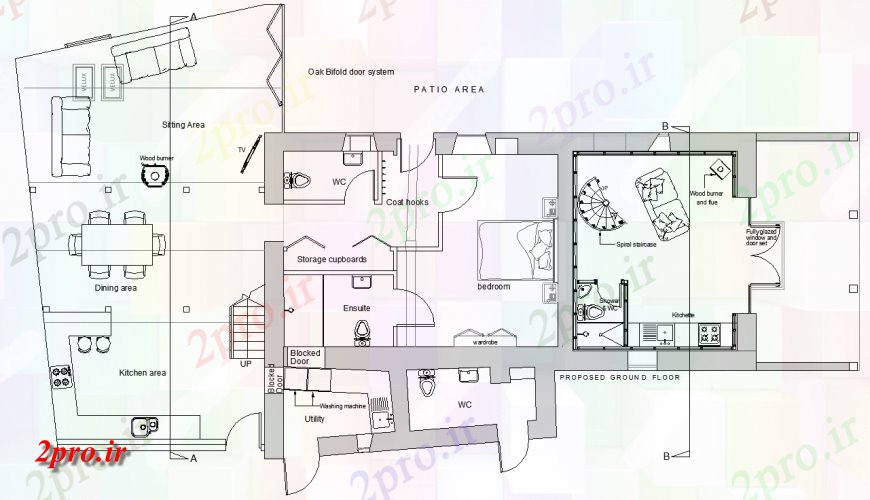 دانلود نقشه ساختمان مسکونی  ، ویلایی ، آپارتمان 11×21 متر (کد36974)