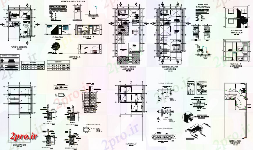 دانلود نقشه ساختمان مسکونی  ، ویلایی ، آپارتمان 6×11 متر (کد36994)