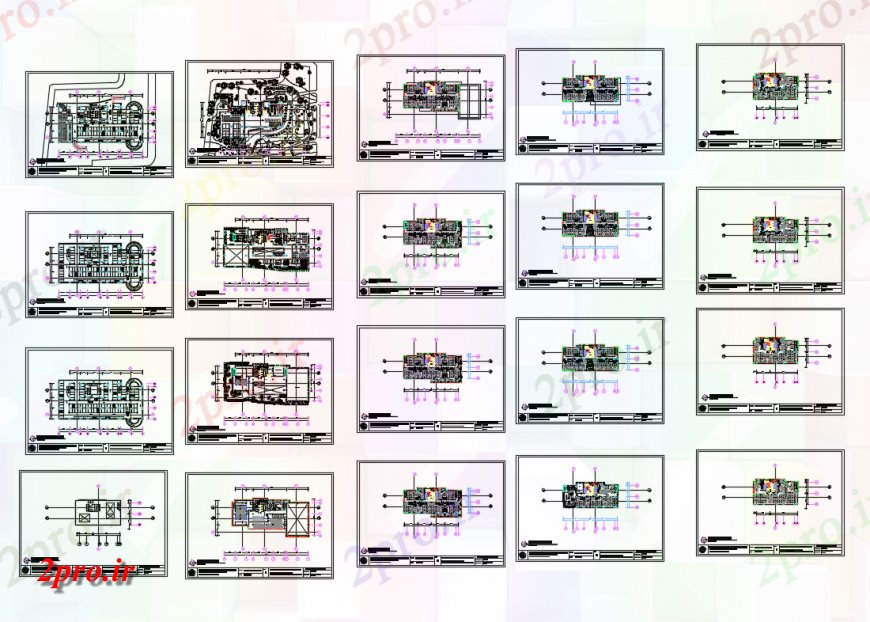 دانلود نقشه ساختمان مسکونی  ، ویلایی ، آپارتمان 53×70 متر (کد37061)