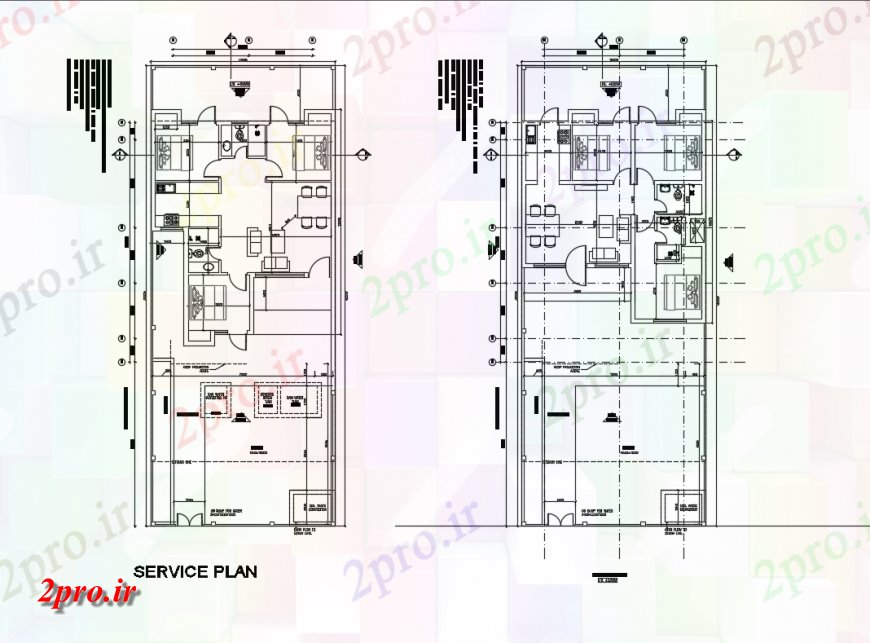 دانلود نقشه ساختمان مسکونی  ، ویلایی ، آپارتمان 8×12 متر (کد37077)