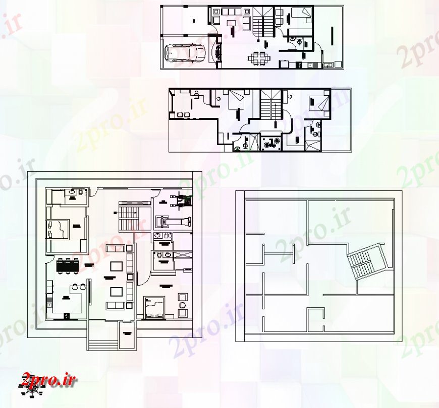 دانلود نقشه ساختمان مسکونی  ، ویلایی ، آپارتمان 9×16 متر (کد37198)