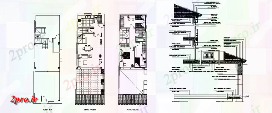 دانلود نقشه ساختمان مسکونی  ، ویلایی ، آپارتمان 5×17 متر (کد37242)