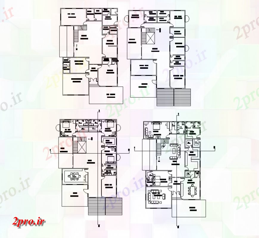 دانلود نقشه ساختمان مسکونی  ، ویلایی ، آپارتمان 10×63 متر (کد37243)