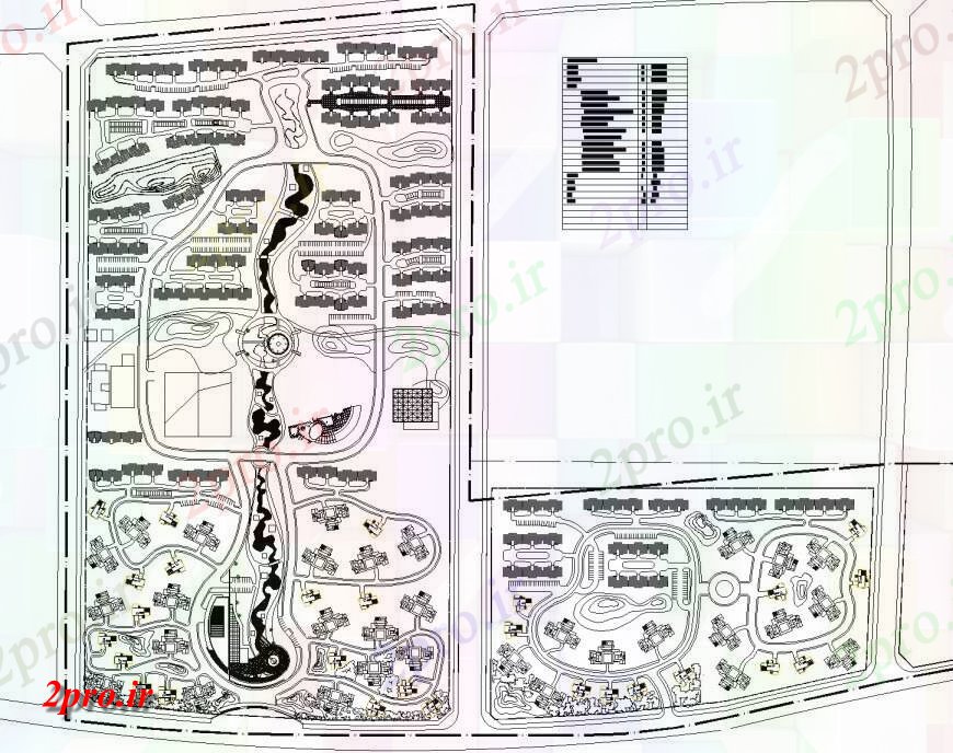دانلود نقشه شهرک مسکونی ، طراحی سایت  (کد37445)