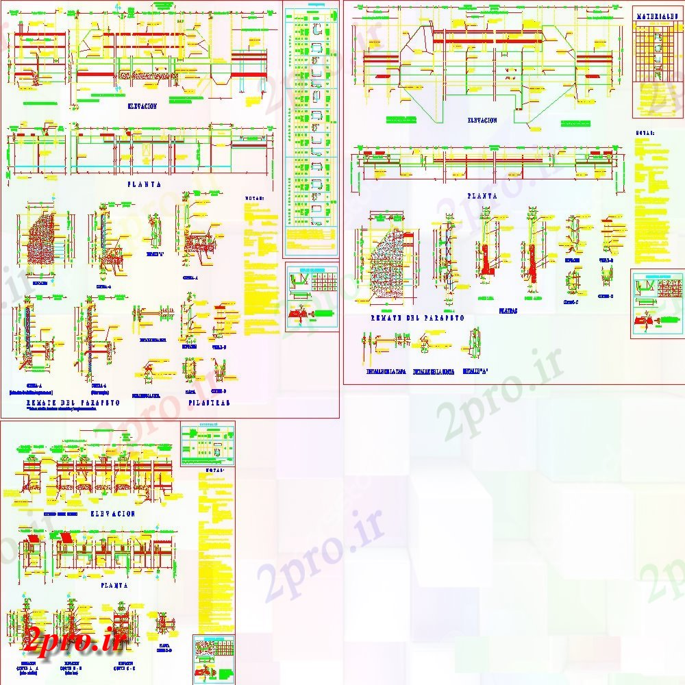 دانلود نقشه انواع مختلف طراحی نرده های با ارتفاع و طرح با بخش نمایش فایل dwg  کد  (کد37504)
