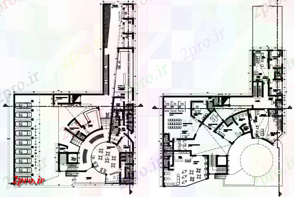 دانلود نقشه ساختمان مسکونی  ، ویلایی ، آپارتمان 33×46 متر (کد37571)