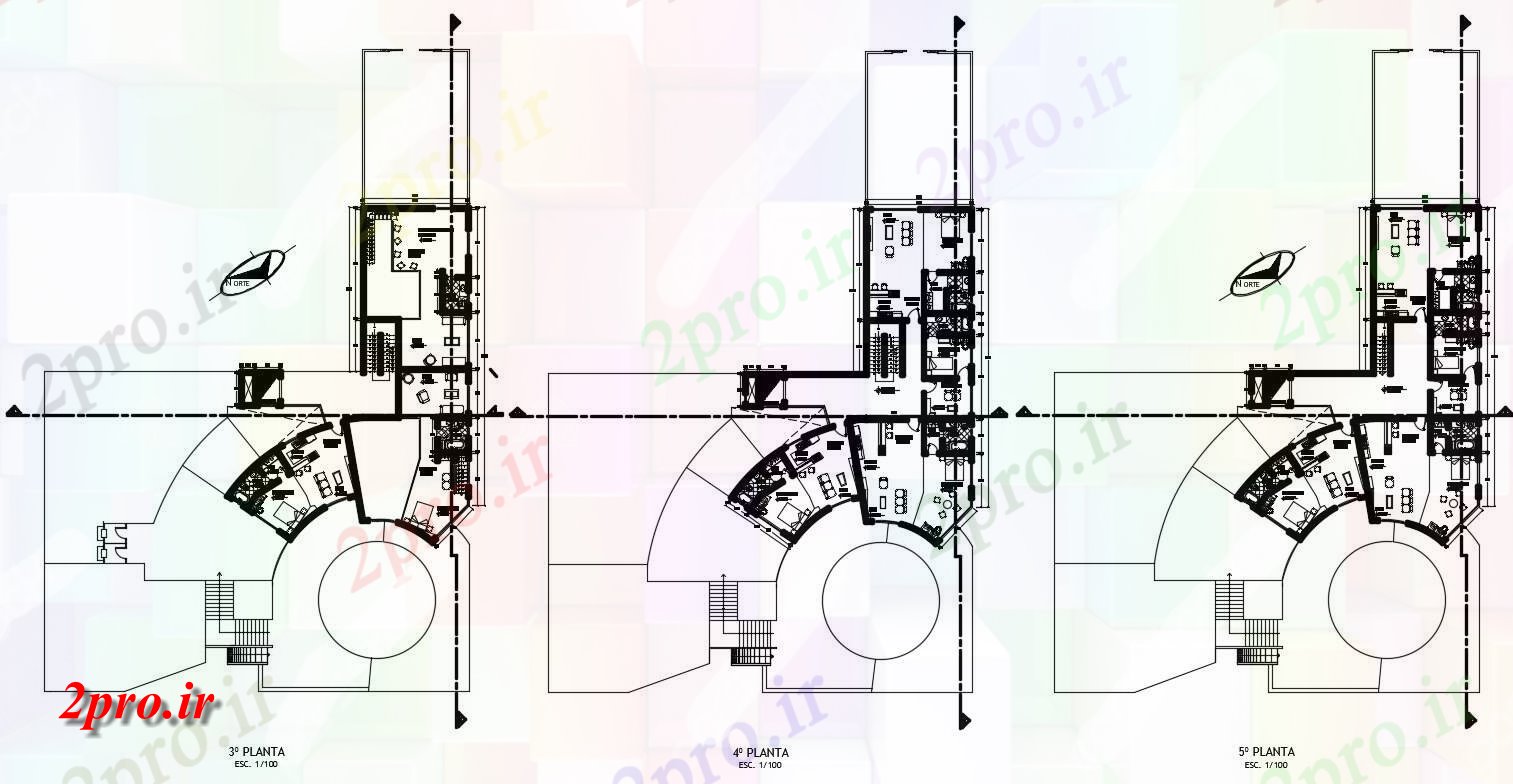 دانلود نقشه ساختمان مسکونی  ، ویلایی ، آپارتمان 33×46 متر (کد37572)
