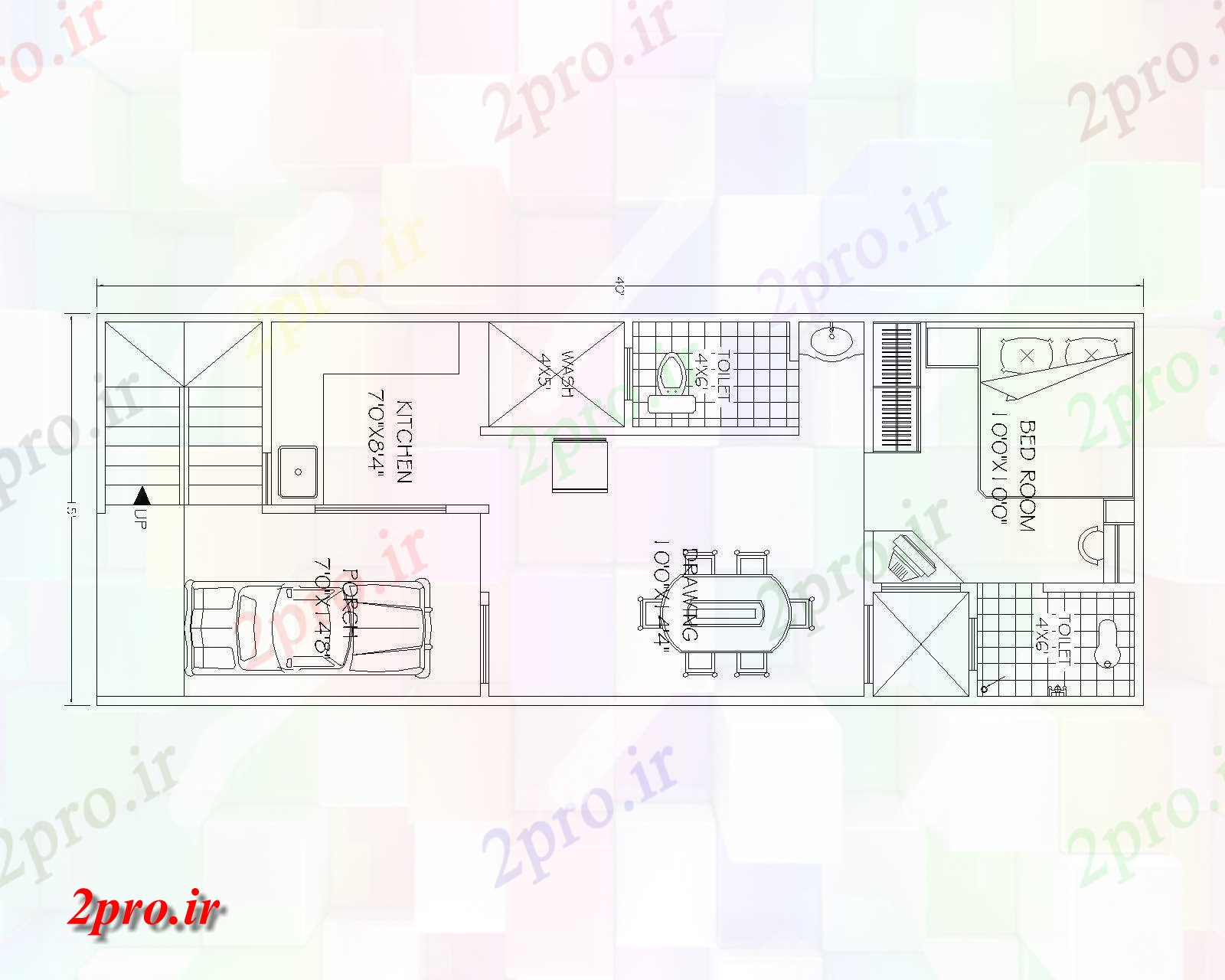 دانلود نقشه ساختمان مسکونی  ، ویلایی ، آپارتمان 18×47 متر (کد37580)