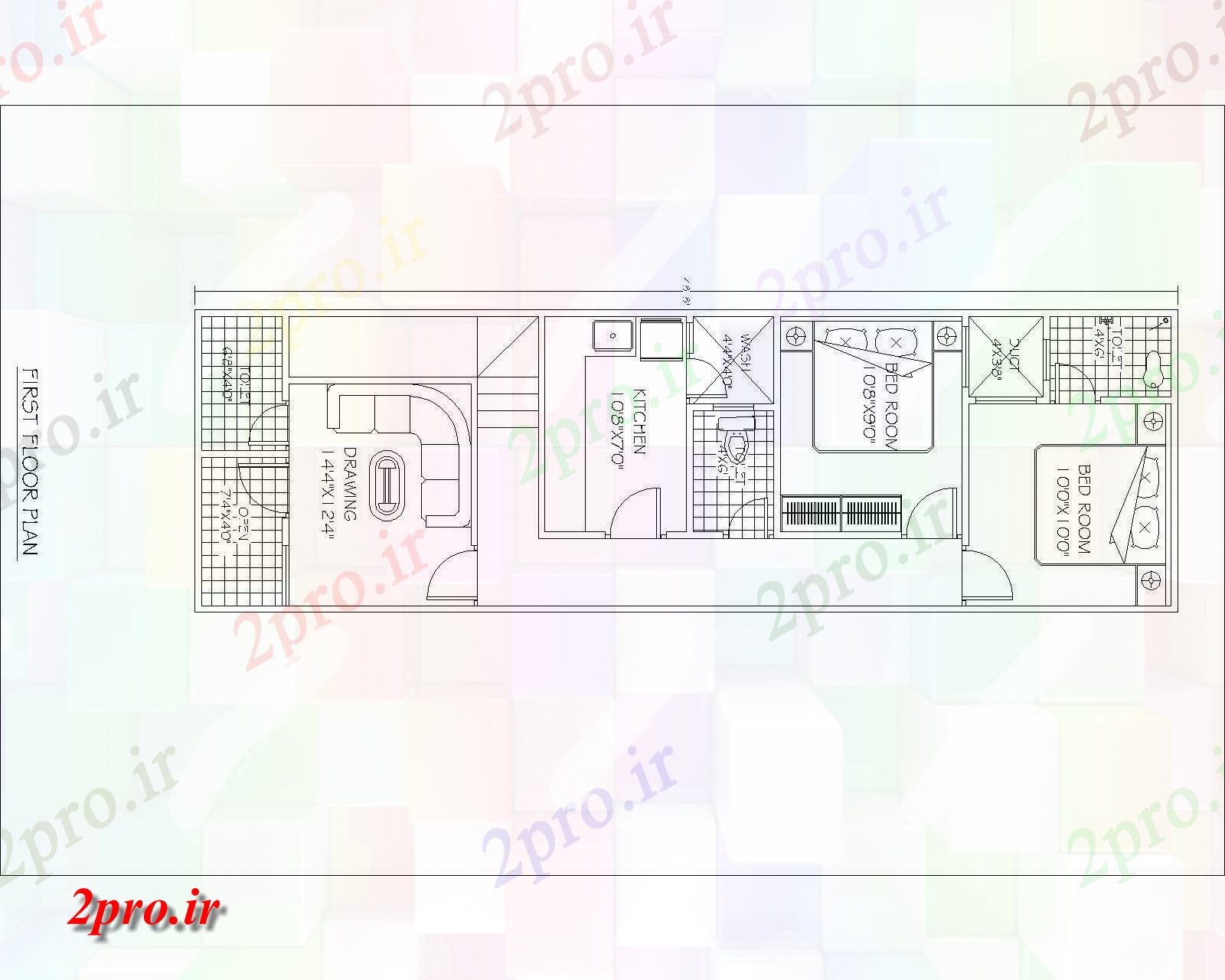 دانلود نقشه خودکار نقشه کشی برای طرح خانه (15'X50 ') 4  (کد37588)