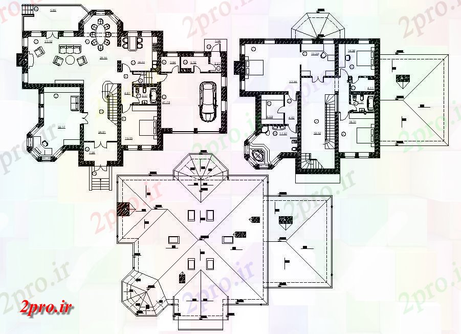 دانلود نقشه ساختمان مسکونی  ، ویلایی ، آپارتمان 16×22 متر (کد37649)