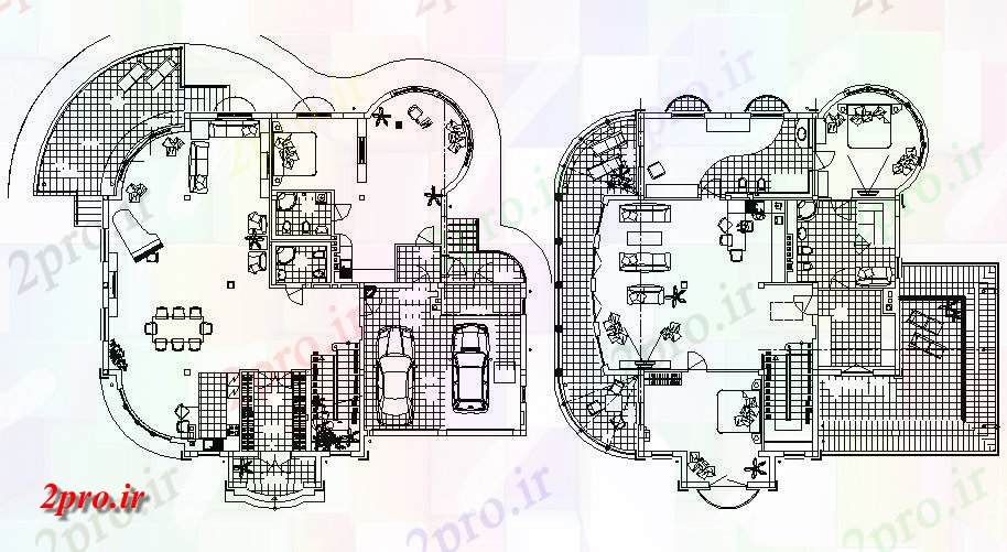 دانلود نقشه ساختمان مسکونی ، ویلایی ، آپارتمان ، باغ 18×20 متر 17 در 23 متر (کد37668)