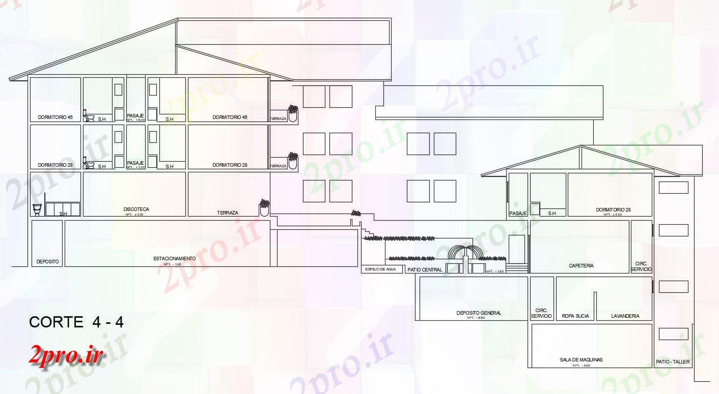 دانلود نقشه نما مسکونی  ، ویلایی ، آپارتمان   (کد37804)