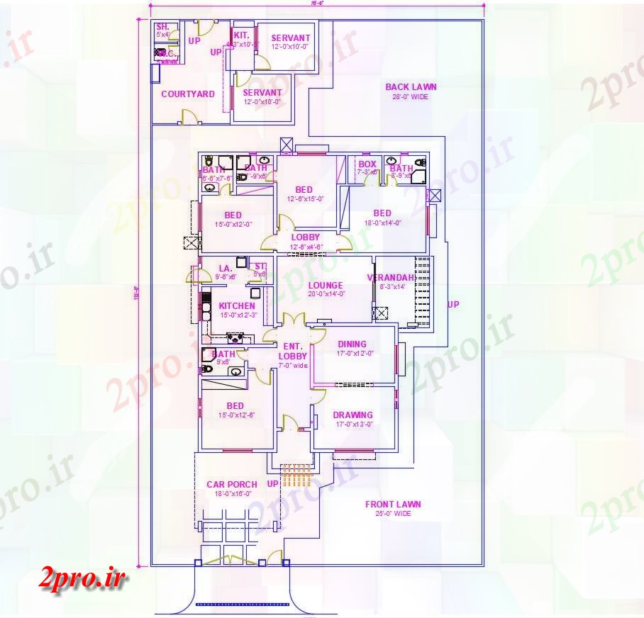 دانلود نقشه مجتمع مسکونی ، اپارتمان 8×14 متر (کد37814)