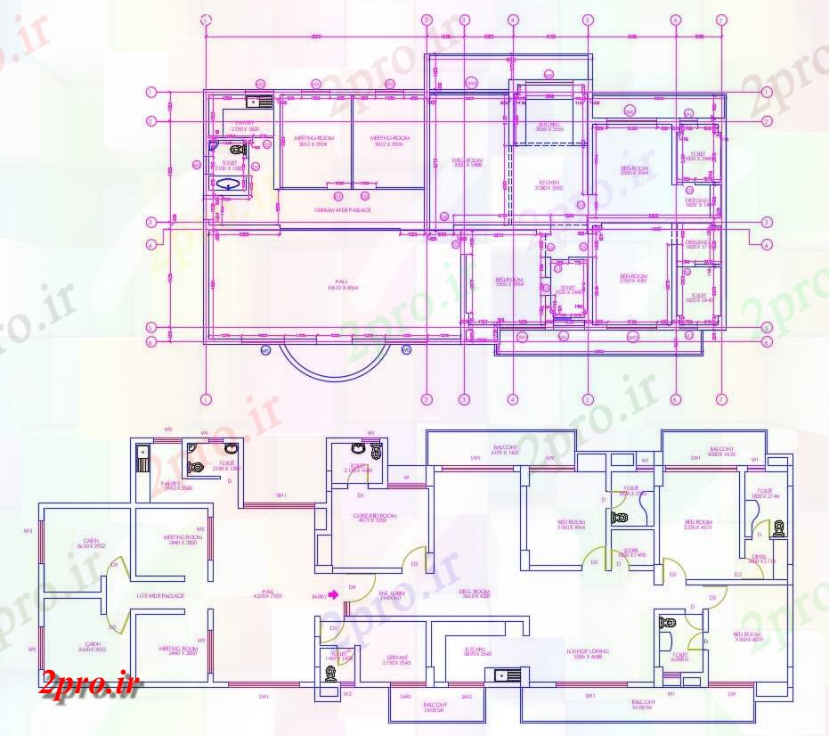 دانلود نقشه تجاری ، مجتمع مسکونی ، اپارتمان 12×32 متر (کد37819)