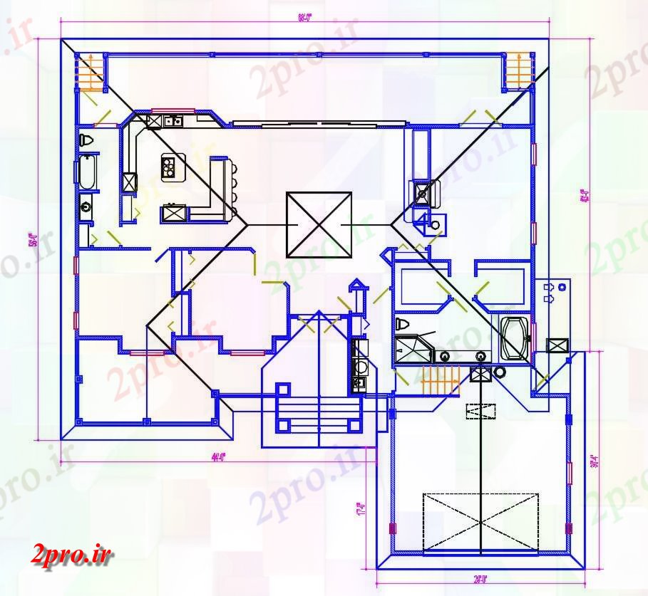 دانلود نقشه مسکونی  ، ویلایی ، آپارتمان 68×74 متر (کد37821)