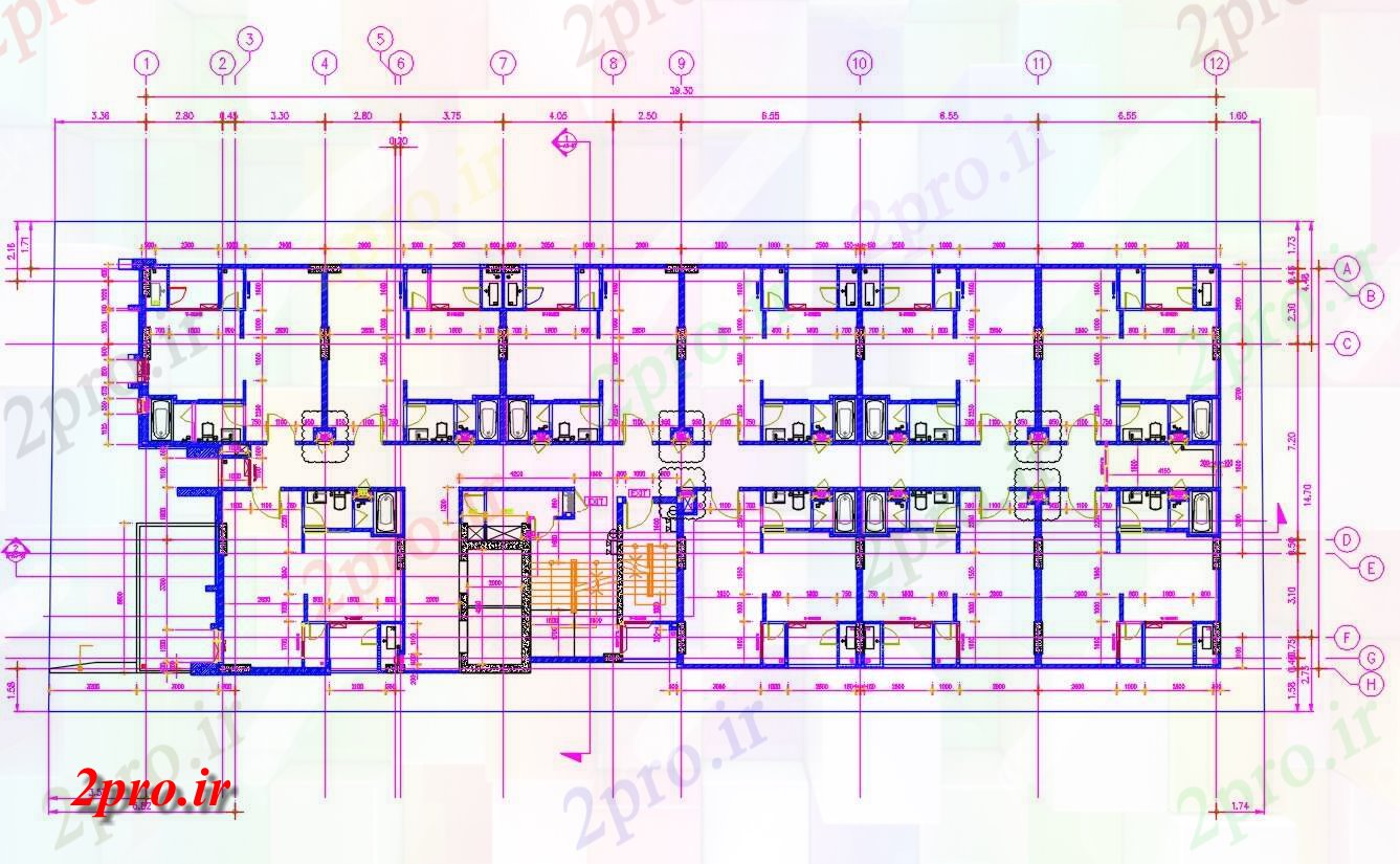 دانلود نقشه ویلا ، مسکونی ، دوبلکس 13×14 متر (کد37824)