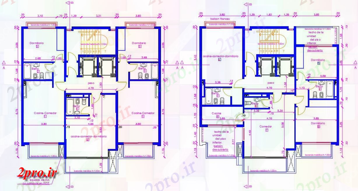 دانلود نقشه ویلا ، مسکونی ، دوبلکس 13×14 متر (کد37825)