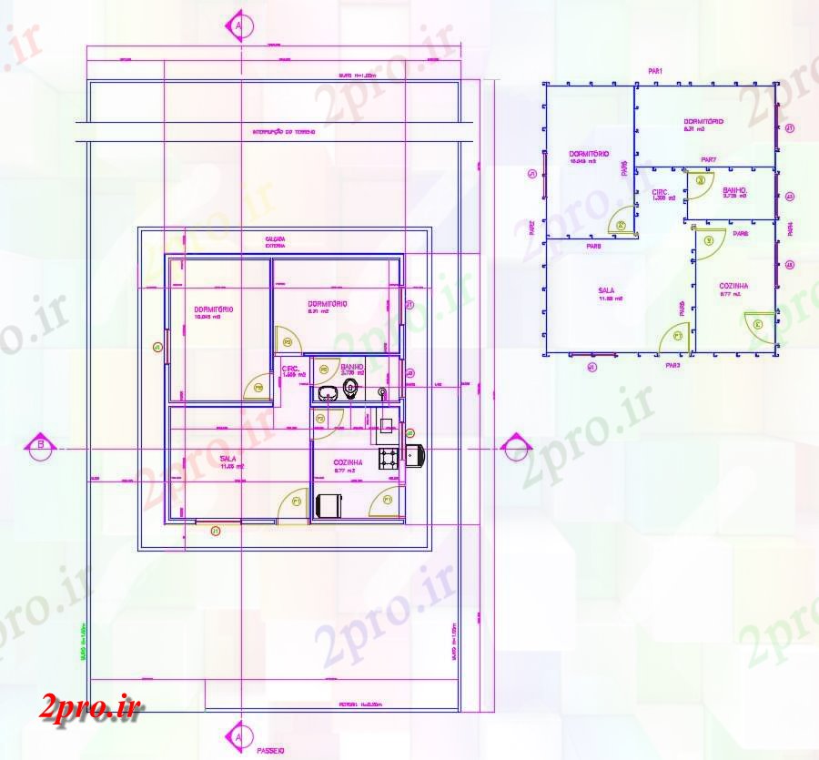 دانلود نقشه ساختمان تجاری ، انبار ، کارگاه ، سوله 61×70 متر (کد37858)