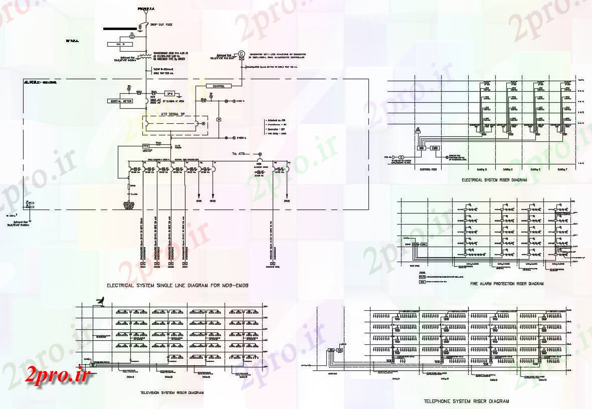 دانلود نقشه سیستم برق کشی ، جزییات الکتریکی   (کد37895)