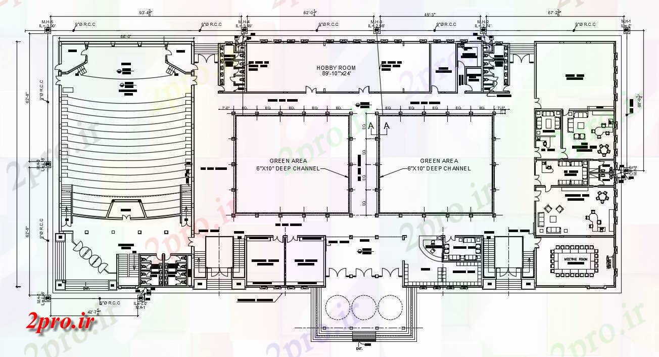 دانلود نقشه ساختمان مدرسه ، دانشگاه ، اموزشگاه 16×32 متر (کد37904)