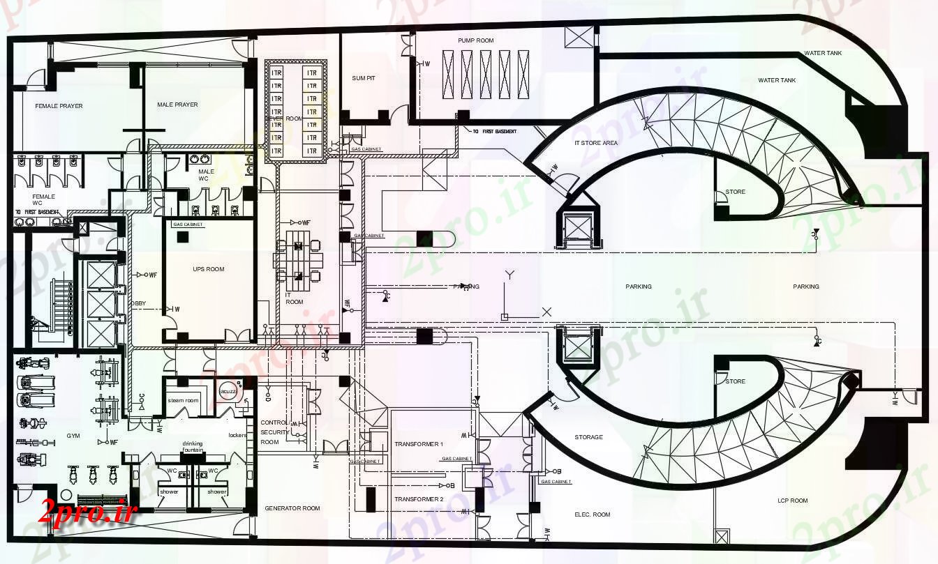 دانلود نقشه ساختمان مسکونی  ، ویلایی ، آپارتمان   (کد37919)