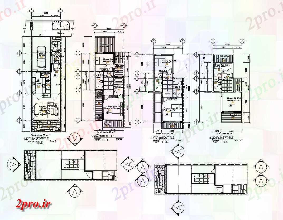 دانلود نقشه ساختمان مسکونی  ، ویلایی ، آپارتمان 5×17 متر (کد37936)