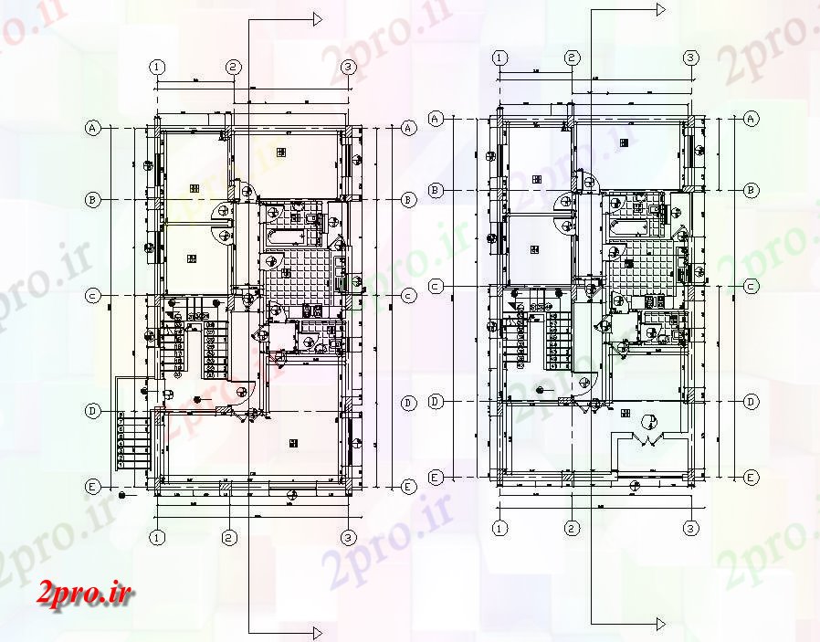 دانلود نقشه ساختمان مسکونی  ، ویلایی ، آپارتمان 8×15 متر (کد37962)
