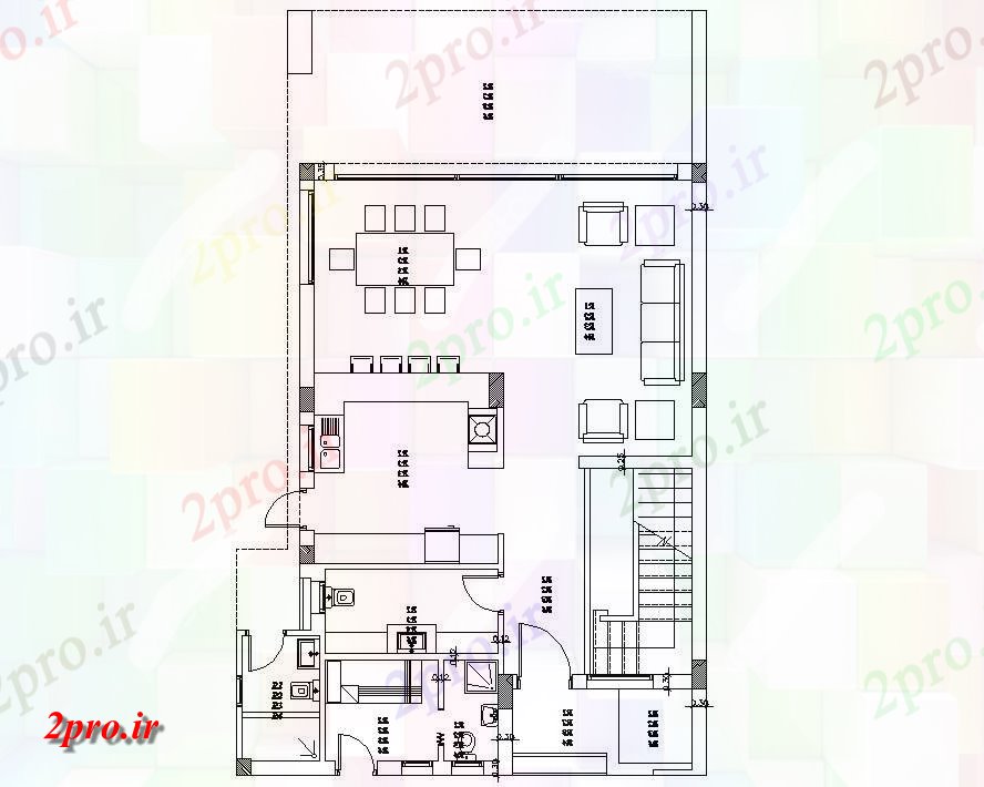 دانلود نقشه ساختمان مسکونی  ، ویلایی ، آپارتمان 8×12 متر (کد37964)