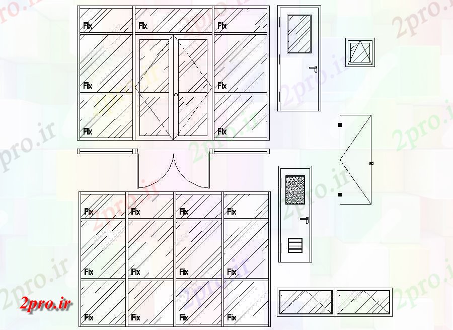 دانلود نقشه جزئیات طراحی در و پنجره  (کد37978)