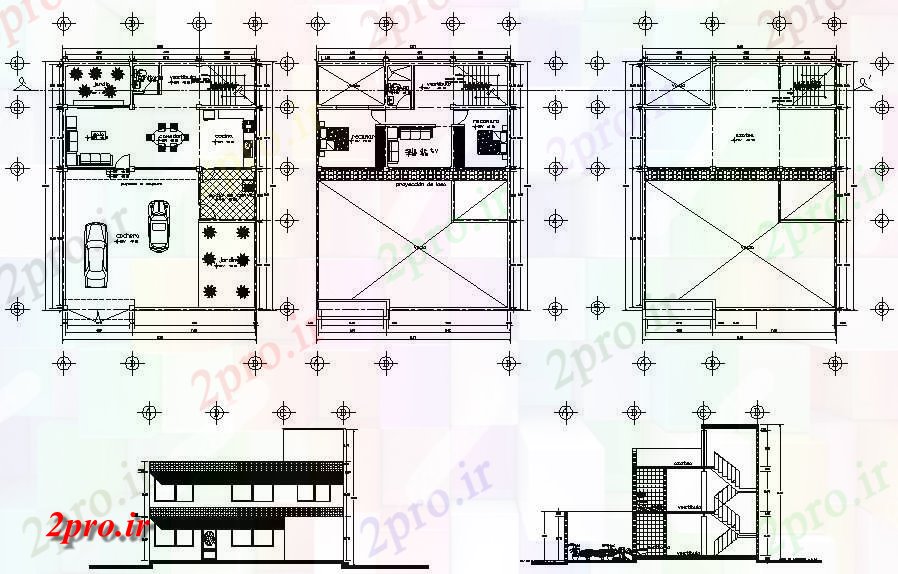 دانلود نقشه خانه مسکونی ، ویلا 11×14 متر 11 در 15 متر (کد38054)