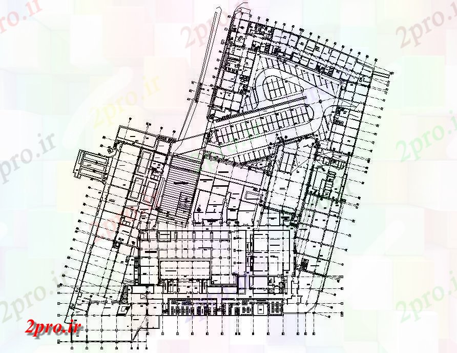 دانلود نقشه ساختمان اداری - تجاری - صنعتی 100×147 متر (کد38070)