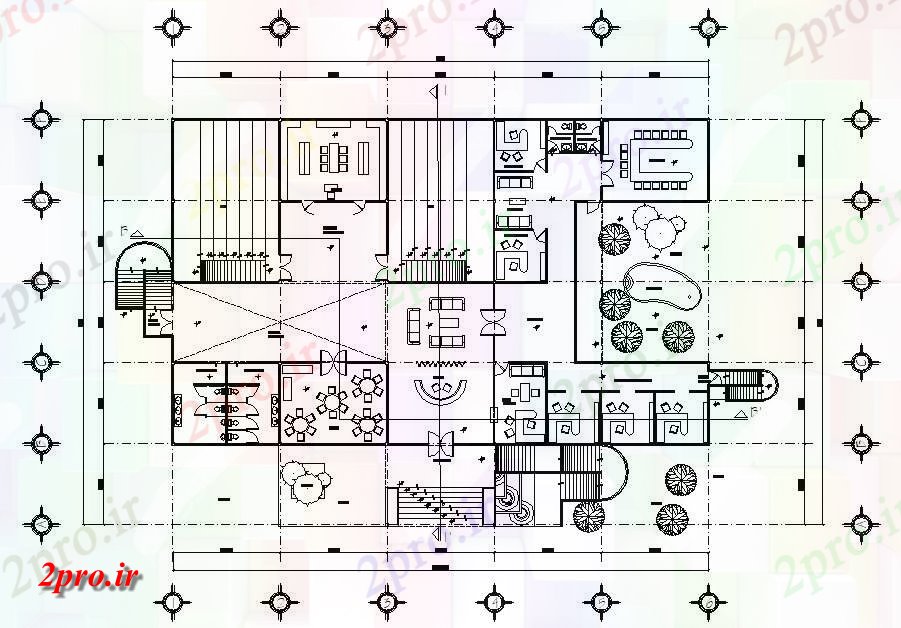 دانلود نقشه جزئیات و طراحی داخلی دفتر 31×41 متر 30 در 41 متر (کد38089)