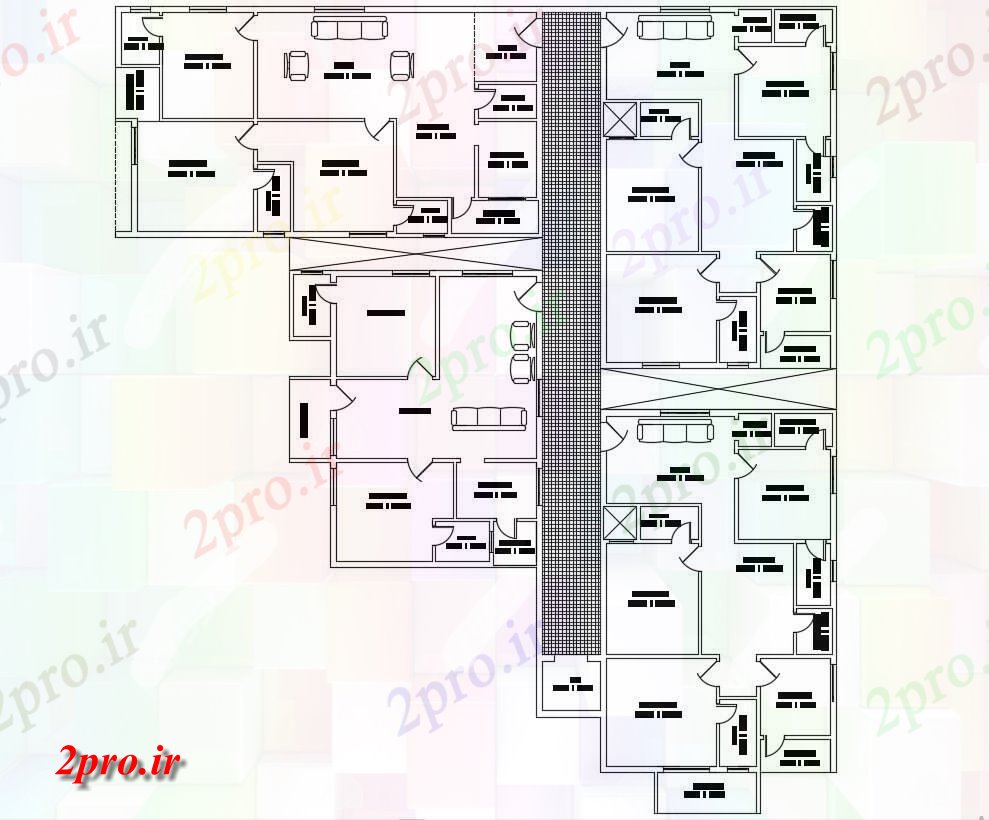 دانلود نقشه مسکونی ، ویلایی ، آپارتمان 10×11 متر 10 در 11 متر (کد38107)