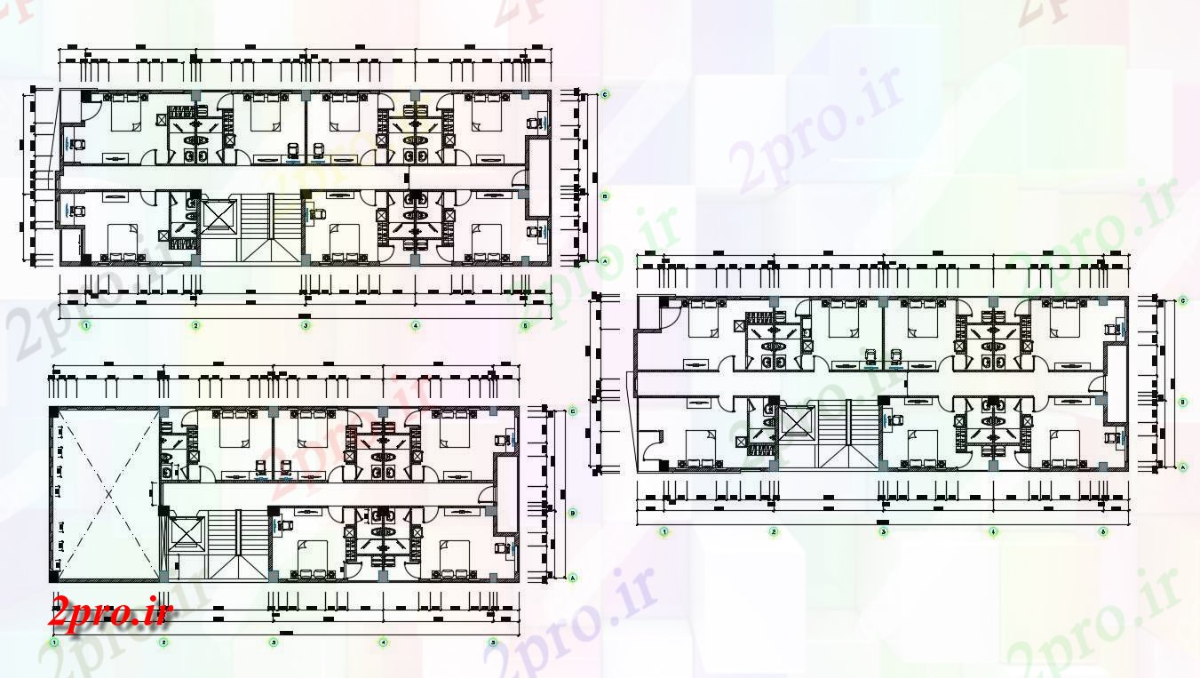 دانلود نقشه هتل - رستوران - اقامتگاه 9×26 متر 9 در 26 متر (کد38113)