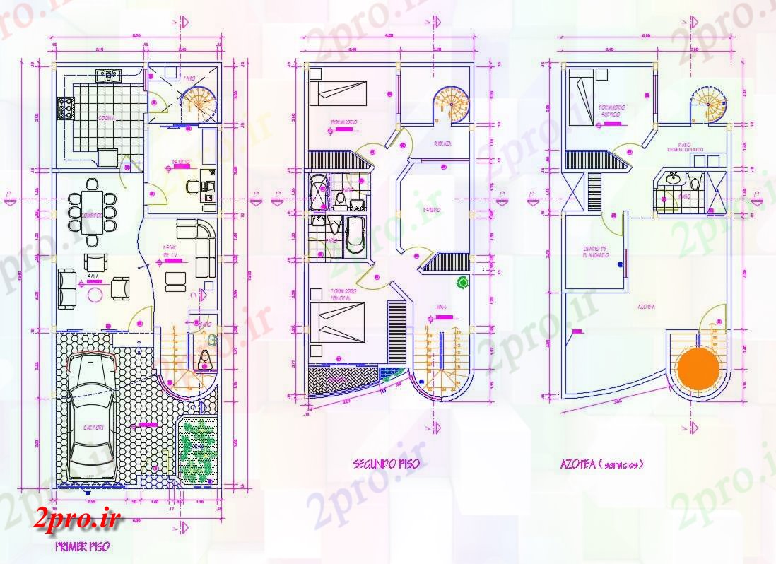 دانلود نقشه مسکونی ، ویلایی ، آپارتمان 6×11 متر 6 در 12 متر (کد38303)