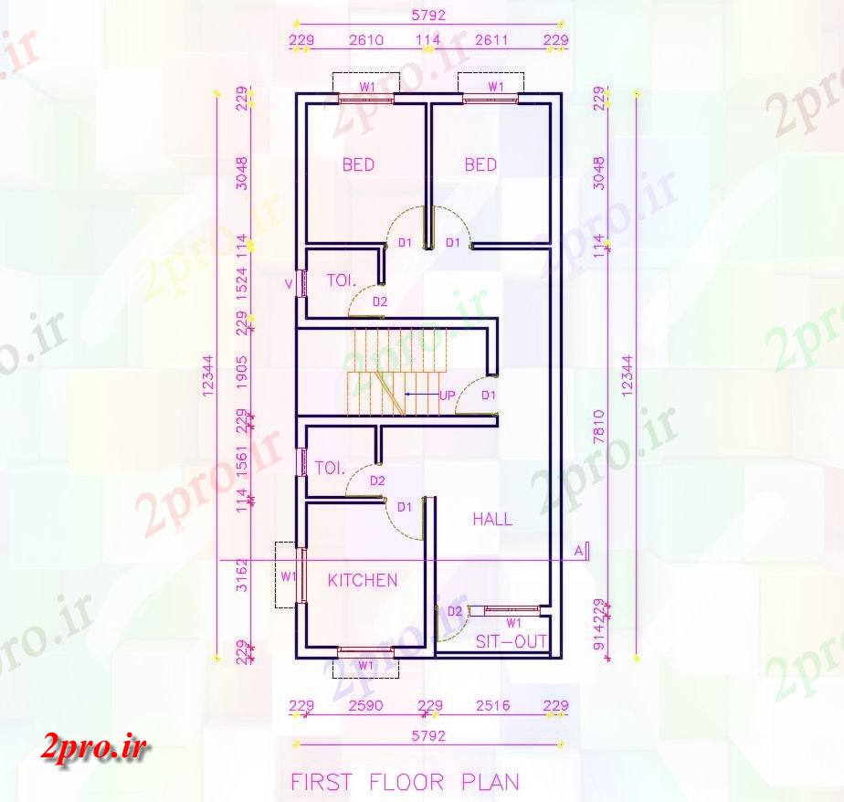 دانلود نقشه مسکونی  ، ویلایی ، آپارتمان 5×12 متر (کد38423)