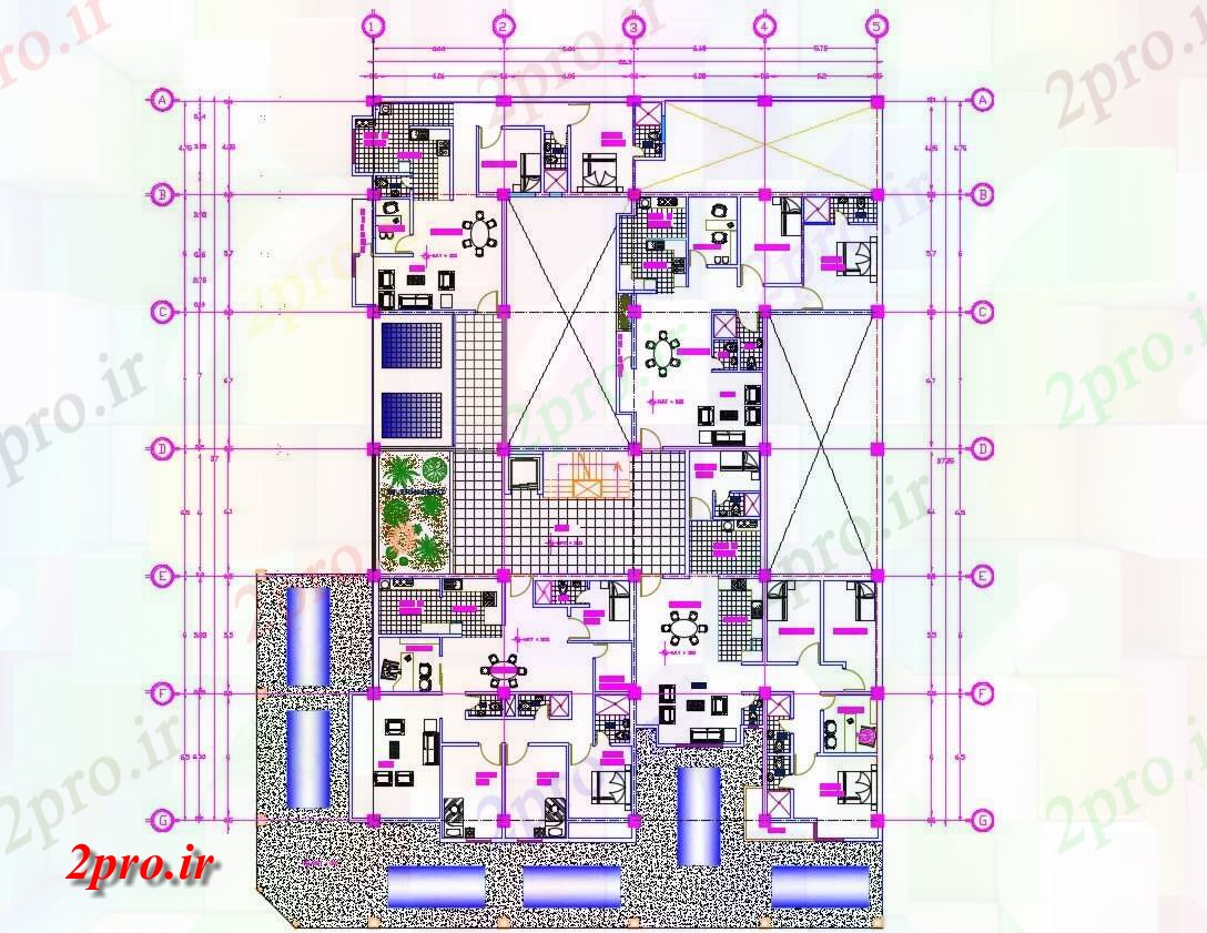 دانلود نقشه مسکونی ، ویلایی ، آپارتمان 26×38 متر 26 در 37 متر (کد38428)