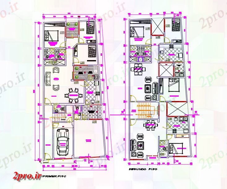 دانلود نقشه خانه های کوچک ، نگهبانی ، سازمانی - 8×20 متر 8 در 20 متر (کد38450)