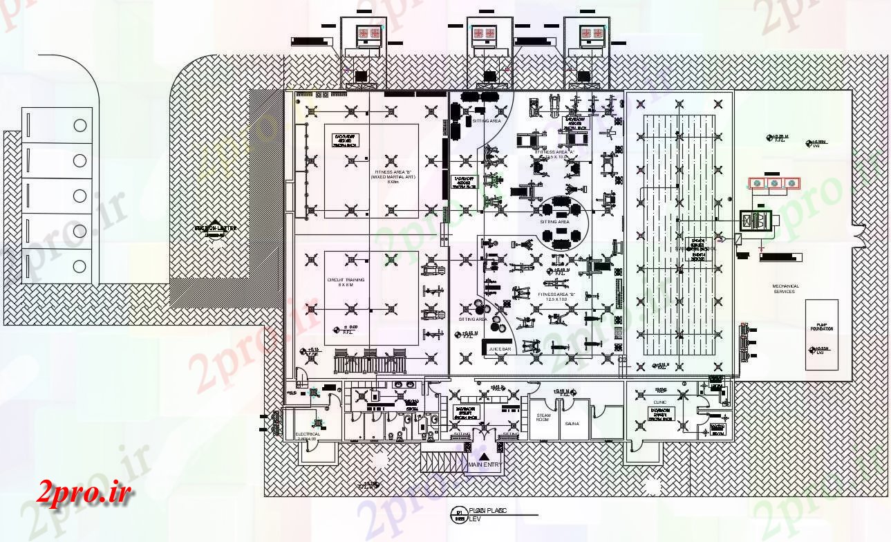 دانلود نقشه ساختمان اداری - تجاری - صنعتی 29×48 متر 30 در 38 متر (کد38467)