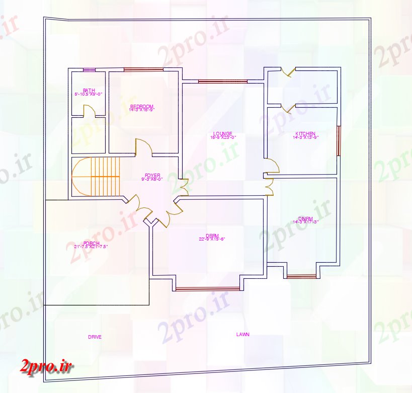 دانلود نقشه مسکونی ، ویلایی ، آپارتمان 52×67 متر 12 در 16 متر (کد38474)
