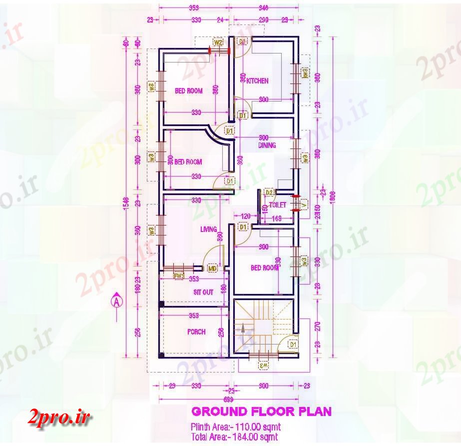 دانلود نقشه مسکونی ، ویلایی ، آپارتمان 7×15 متر 7 در 16 متر (کد38475)