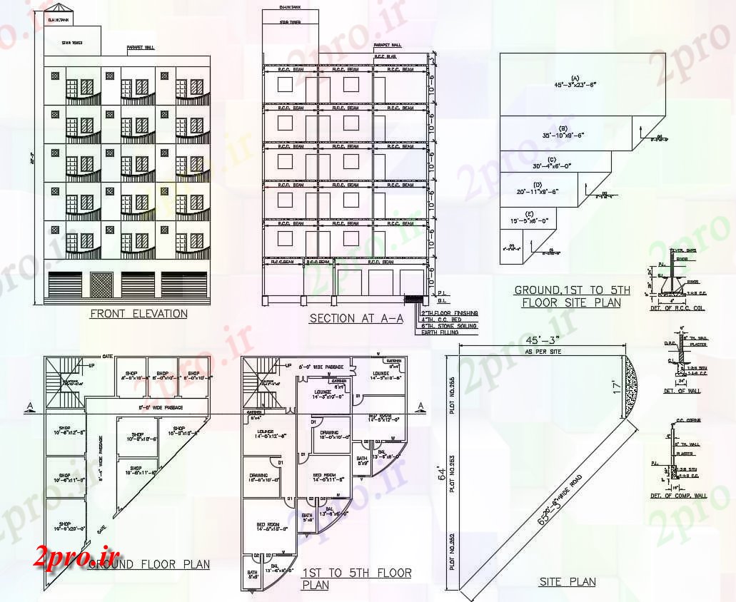 دانلود نقشه مسکونی  ، ویلایی ، آپارتمان 53×76 متر (کد38613)
