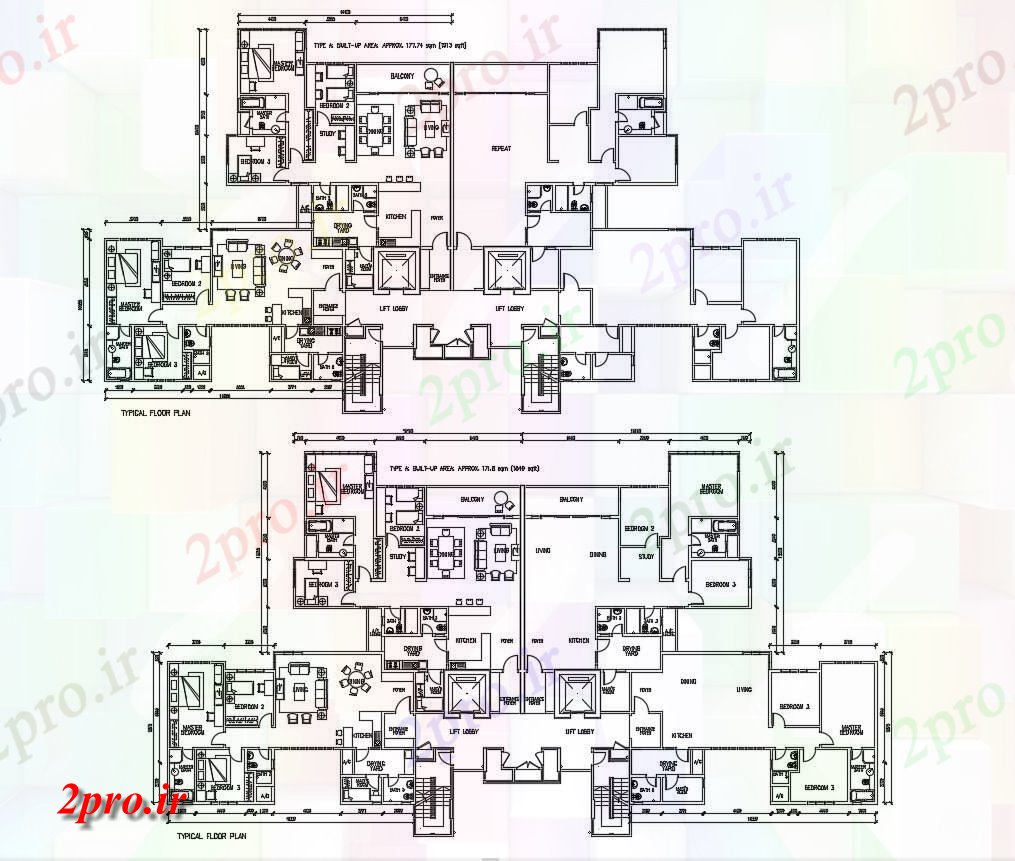 دانلود نقشه مسکونی  ، ویلایی ، آپارتمان 23×46 متر (کد38622)