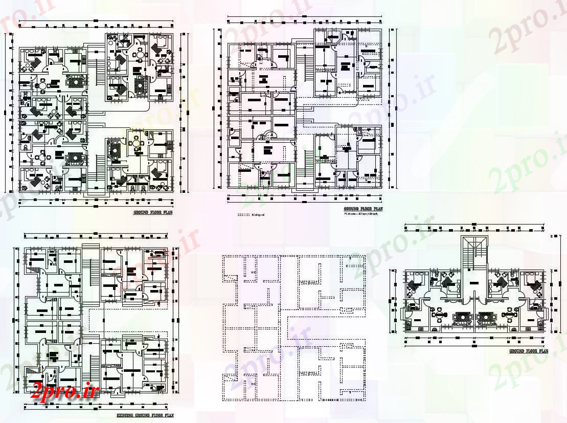 دانلود نقشه خانه مسکونی ، ویلا 21×22 متر (کد38650)